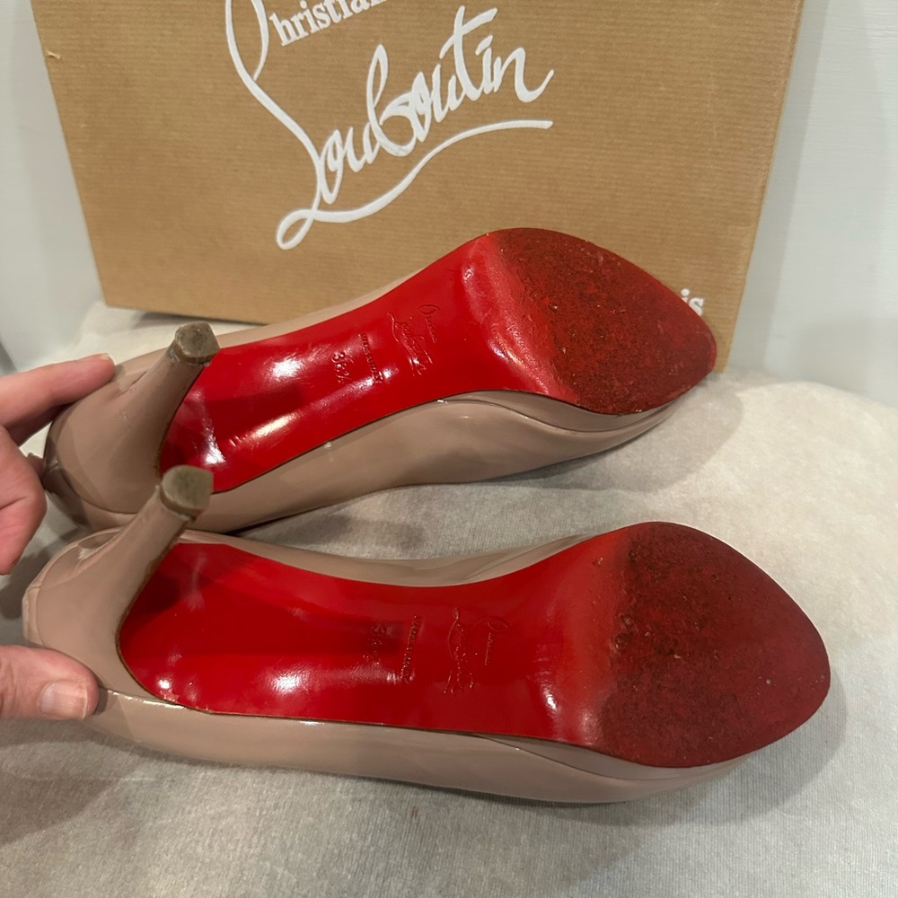 Christian Louboutin Nude Peep Toe Heels - Picture 9 of 10